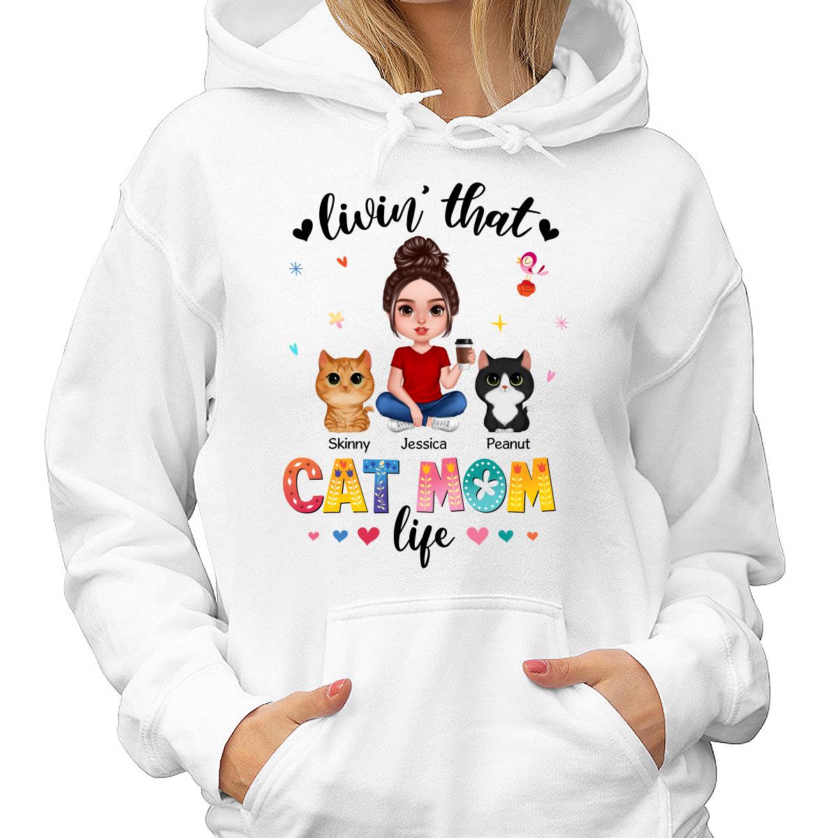 Livin‘ That Cat Mom Life Personalized Shirt - Image 4