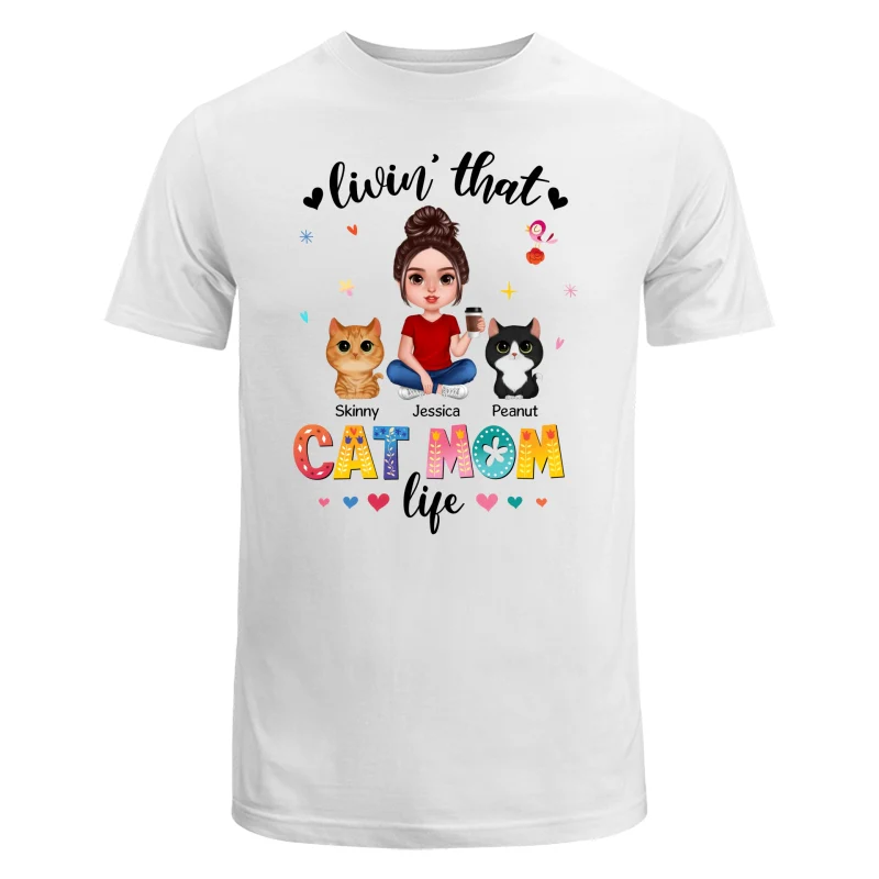 Livin‘ That Cat Mom Life Personalized Shirt - Image 5