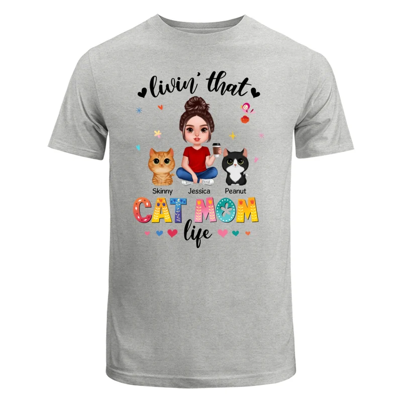Livin‘ That Cat Mom Life Personalized Shirt - Image 6
