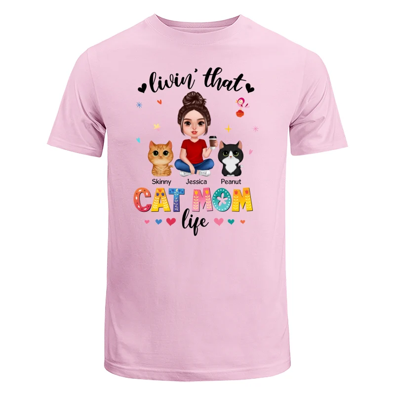 Livin‘ That Cat Mom Life Personalized Shirt - Image 7