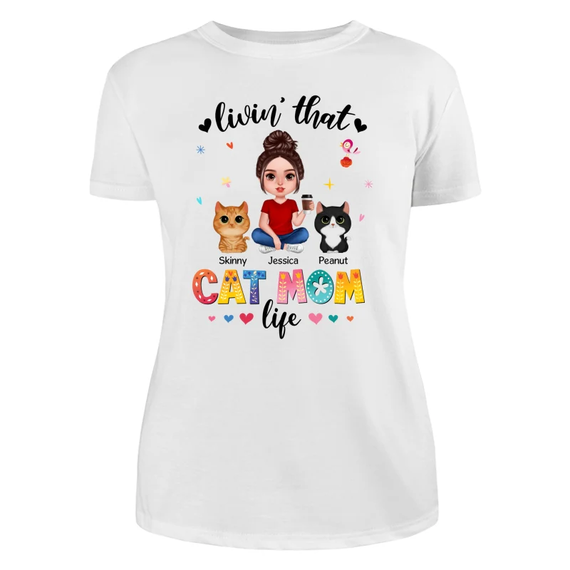 Livin‘ That Cat Mom Life Personalized Shirt - Image 9