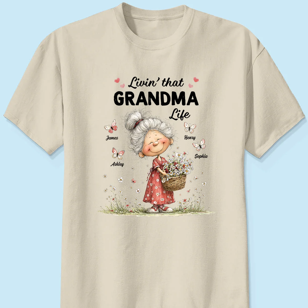 Livin' That Grandma Happy Life Whimsical Style - Personalized Shirt - Gift For Grandma, Mom - Image 10