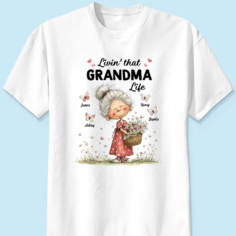 Livin' That Grandma Happy Life Whimsical Style - Personalized Shirt - Gift For Grandma, Mom - Image 11