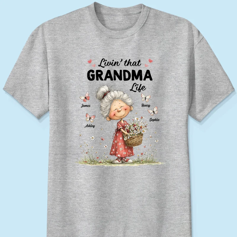 Livin' That Grandma Happy Life Whimsical Style - Personalized Shirt - Gift For Grandma, Mom - Image 12