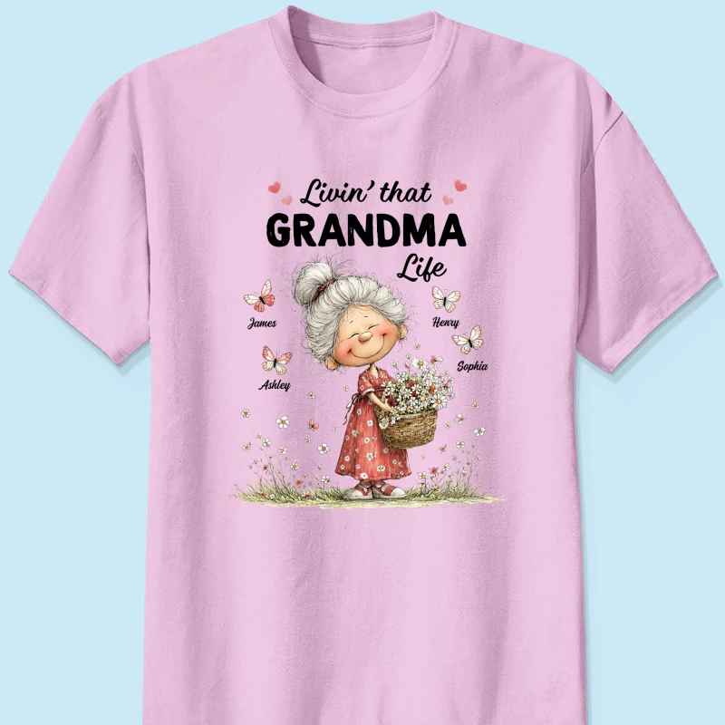 Livin' That Grandma Happy Life Whimsical Style - Personalized Shirt - Gift For Grandma, Mom - Image 13