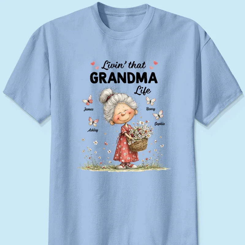 Livin' That Grandma Happy Life Whimsical Style - Personalized Shirt - Gift For Grandma, Mom - Image 14