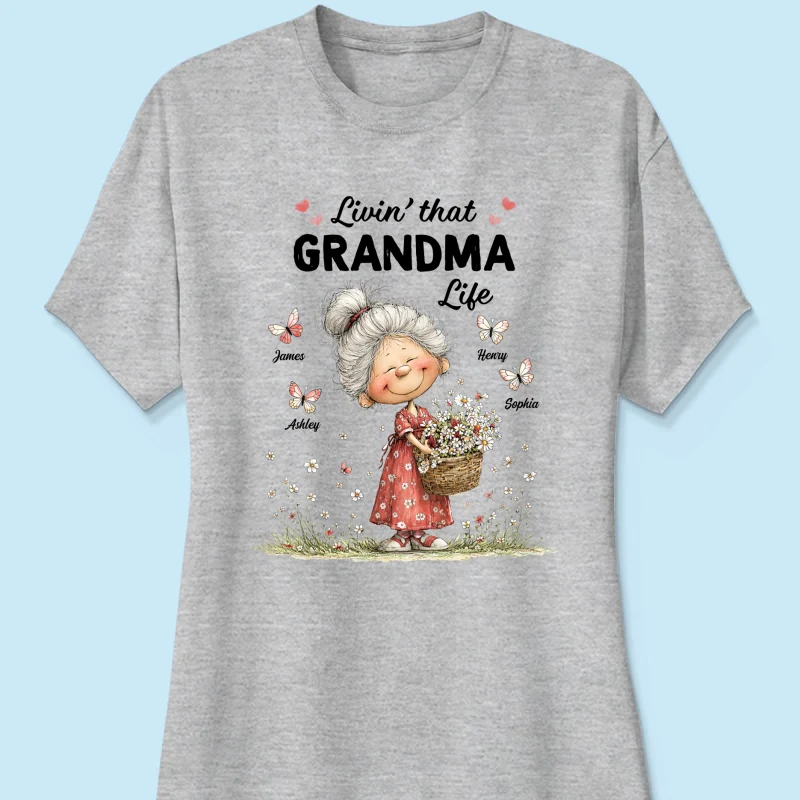 Livin' That Grandma Happy Life Whimsical Style - Personalized Shirt - Gift For Grandma, Mom - Image 16
