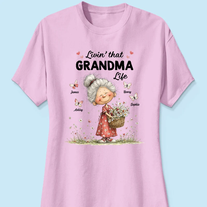 Livin' That Grandma Happy Life Whimsical Style - Personalized Shirt - Gift For Grandma, Mom - Image 17