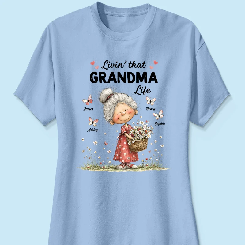 Livin' That Grandma Happy Life Whimsical Style - Personalized Shirt - Gift For Grandma, Mom - Image 18