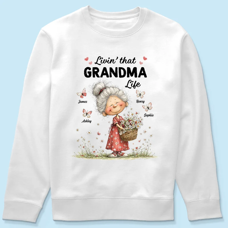 Livin' That Grandma Happy Life Whimsical Style - Personalized Shirt - Gift For Grandma, Mom - Image 19