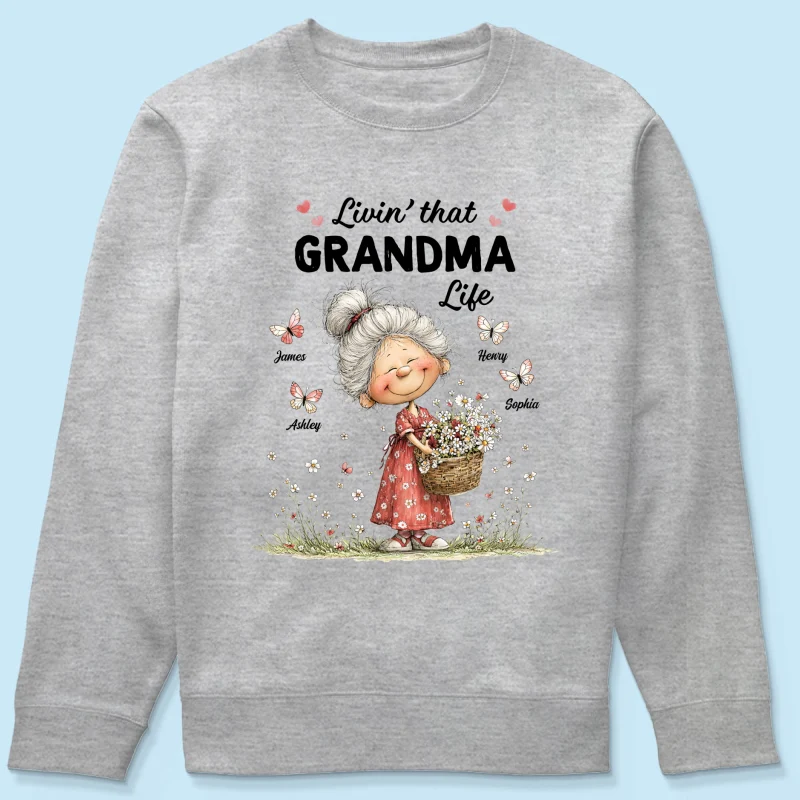 Livin' That Grandma Happy Life Whimsical Style - Personalized Shirt - Gift For Grandma, Mom - Image 20
