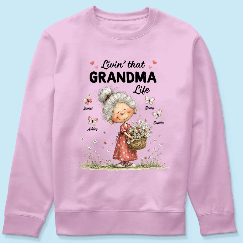 Livin' That Grandma Happy Life Whimsical Style - Personalized Shirt - Gift For Grandma, Mom - Image 21