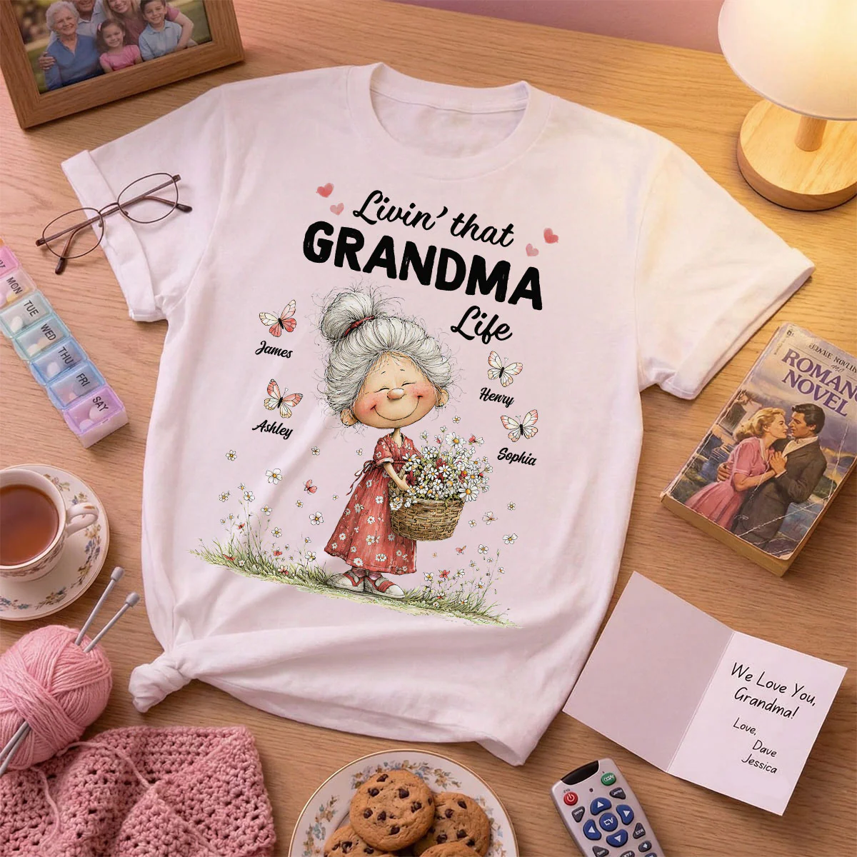 Livin' That Grandma Happy Life Whimsical Style - Personalized Shirt - Gift For Grandma, Mom - Image 4