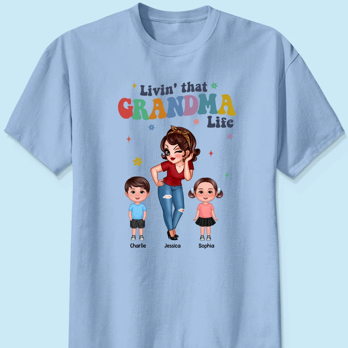 Livin' That Grandma Life Cool Grandma Grandkids Colorful Stylish Graphic, Personalized Shirt, Gift For Grandma - Image 10
