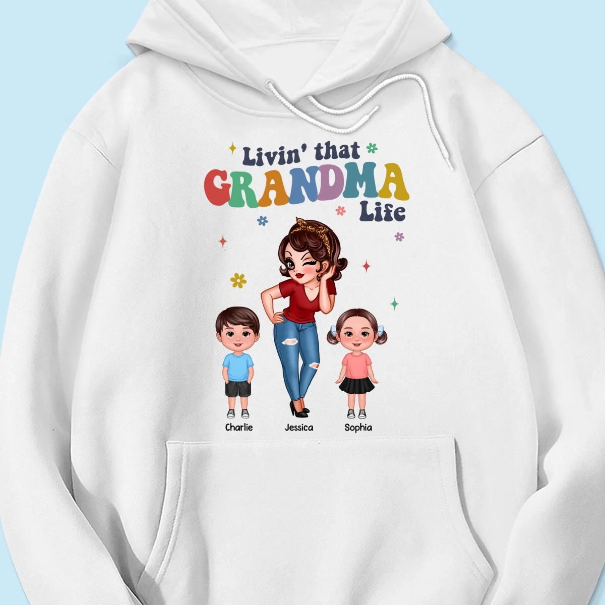 Livin' That Grandma Life Cool Grandma Grandkids Colorful Stylish Graphic, Personalized Shirt, Gift For Grandma - Image 14