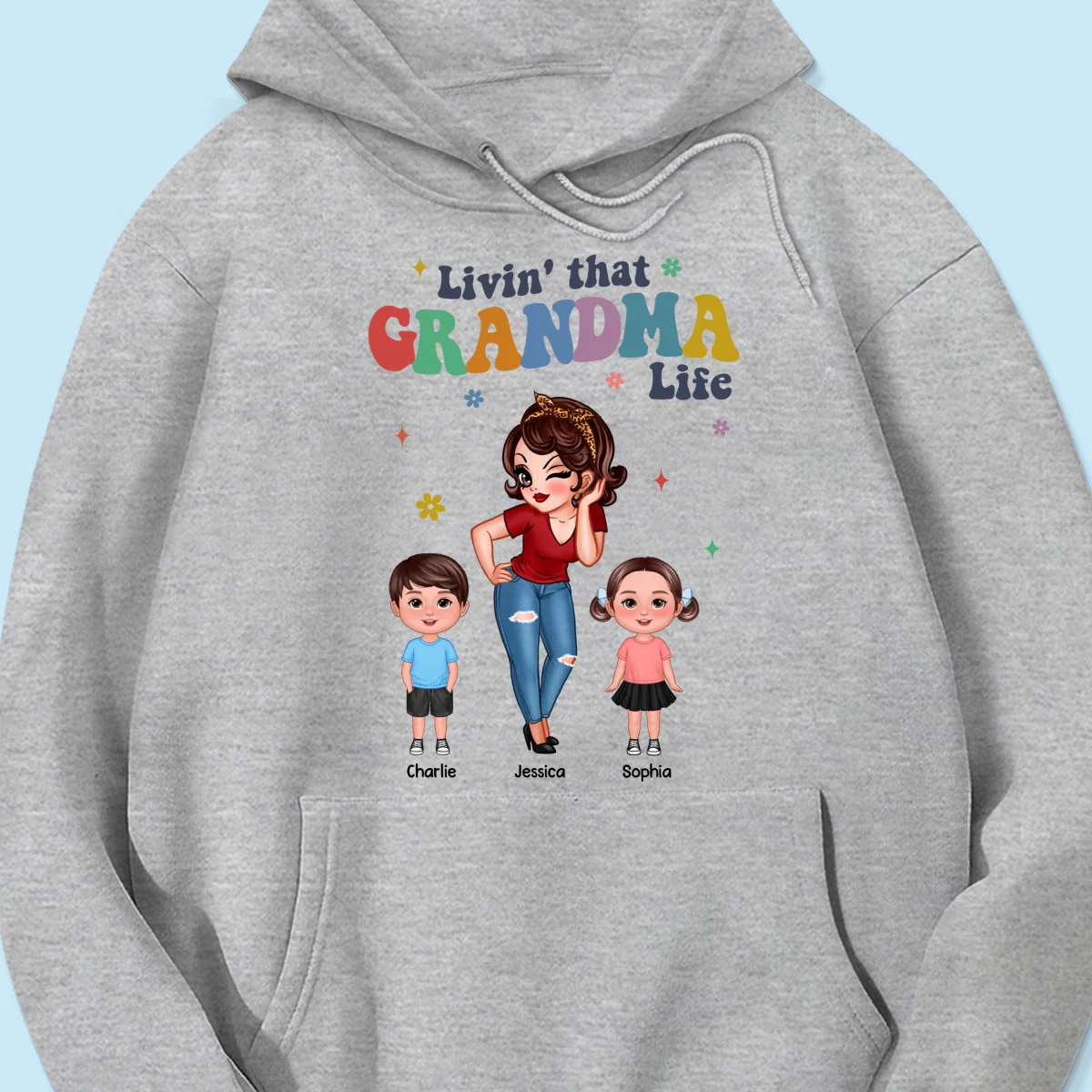 Livin' That Grandma Life Cool Grandma Grandkids Colorful Stylish Graphic, Personalized Shirt, Gift For Grandma - Image 15