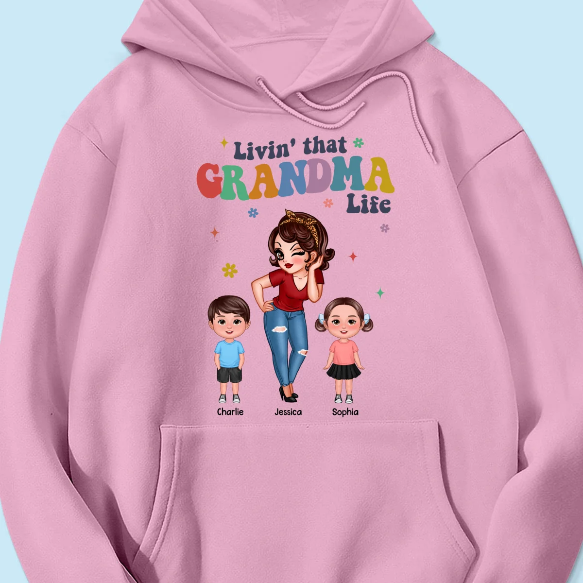 Livin' That Grandma Life Cool Grandma Grandkids Colorful Stylish Graphic, Personalized Shirt, Gift For Grandma - Image 16