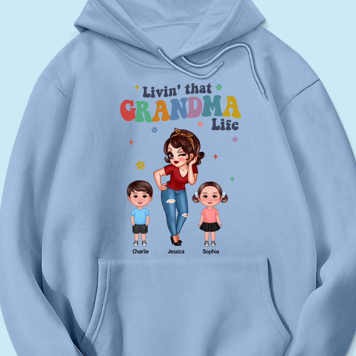 Livin' That Grandma Life Cool Grandma Grandkids Colorful Stylish Graphic, Personalized Shirt, Gift For Grandma - Image 17