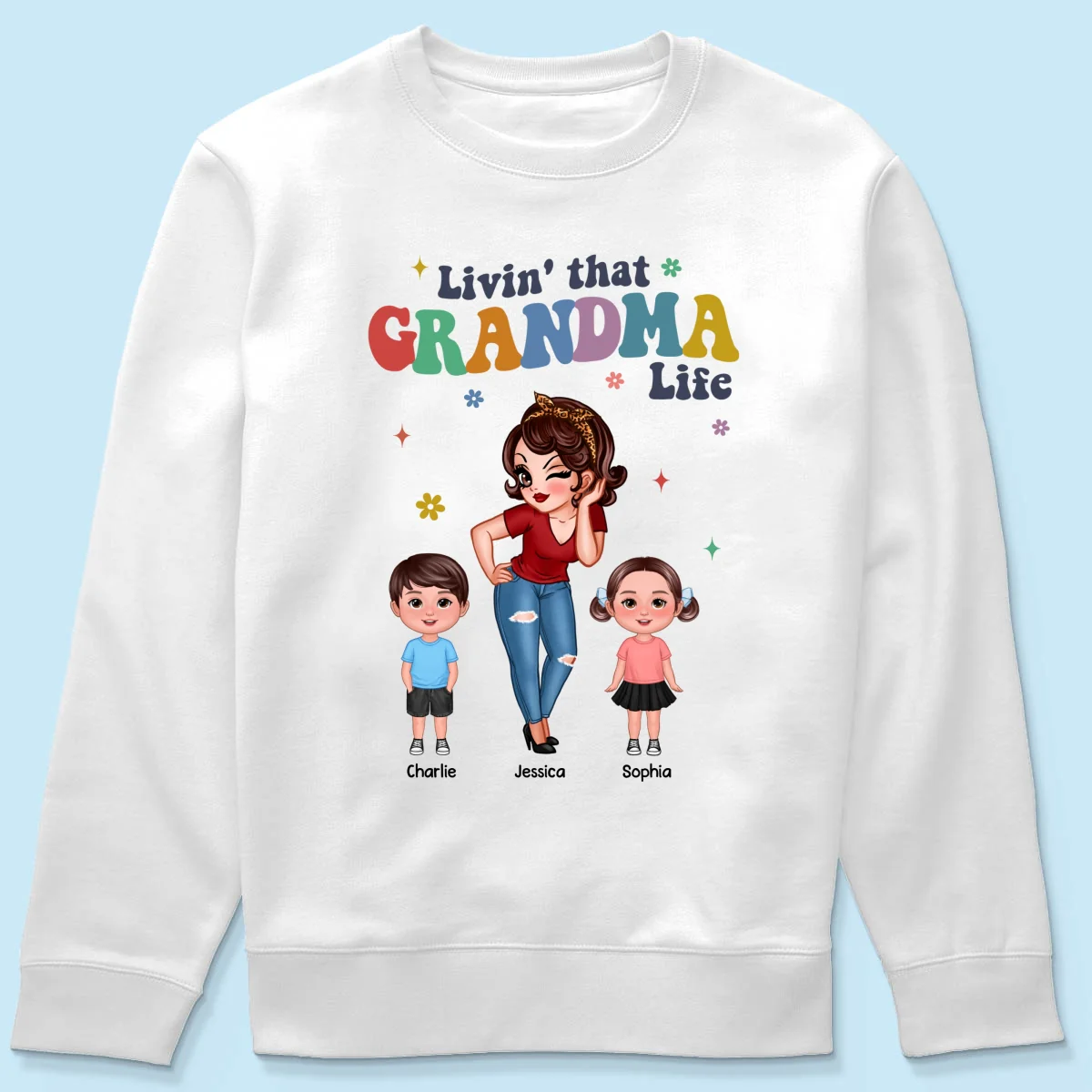 Livin' That Grandma Life Cool Grandma Grandkids Colorful Stylish Graphic, Personalized Shirt, Gift For Grandma - Image 18