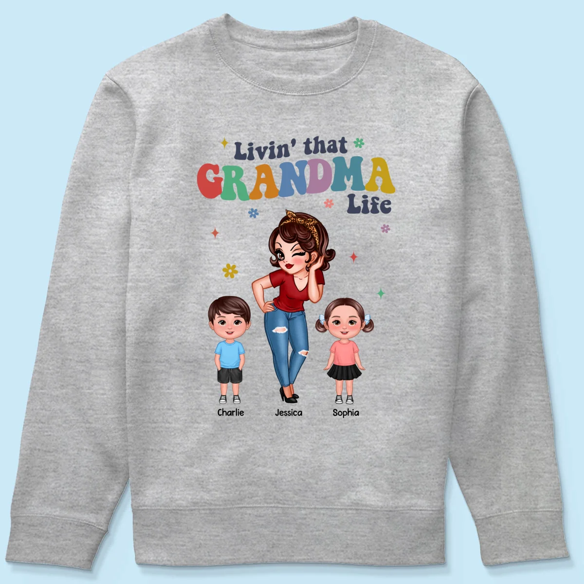 Livin' That Grandma Life Cool Grandma Grandkids Colorful Stylish Graphic, Personalized Shirt, Gift For Grandma - Image 19