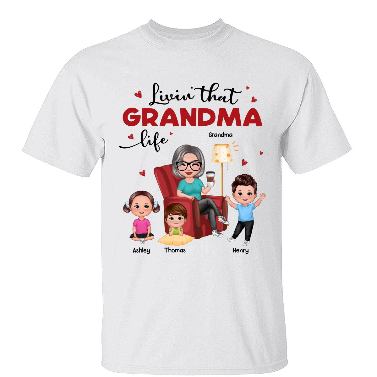 Livin‘ That Grandma Life Doll Grandma Grandkids Personalized Shirt