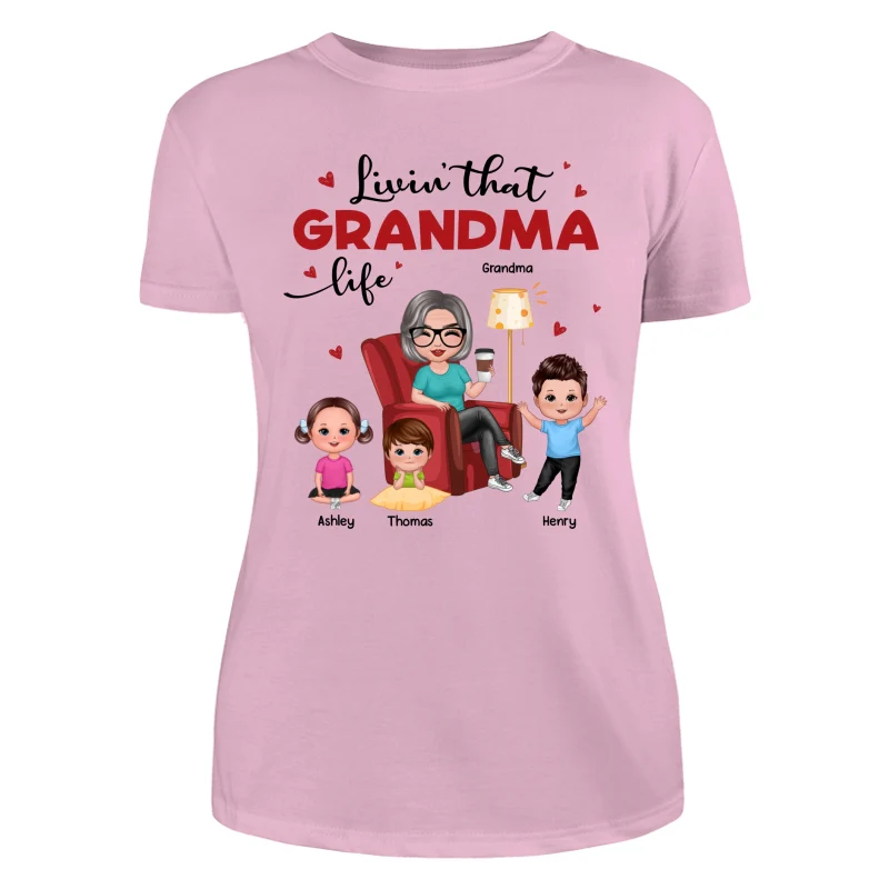 Livin‘ That Grandma Life Doll Grandma Grandkids Personalized Shirt - Image 11