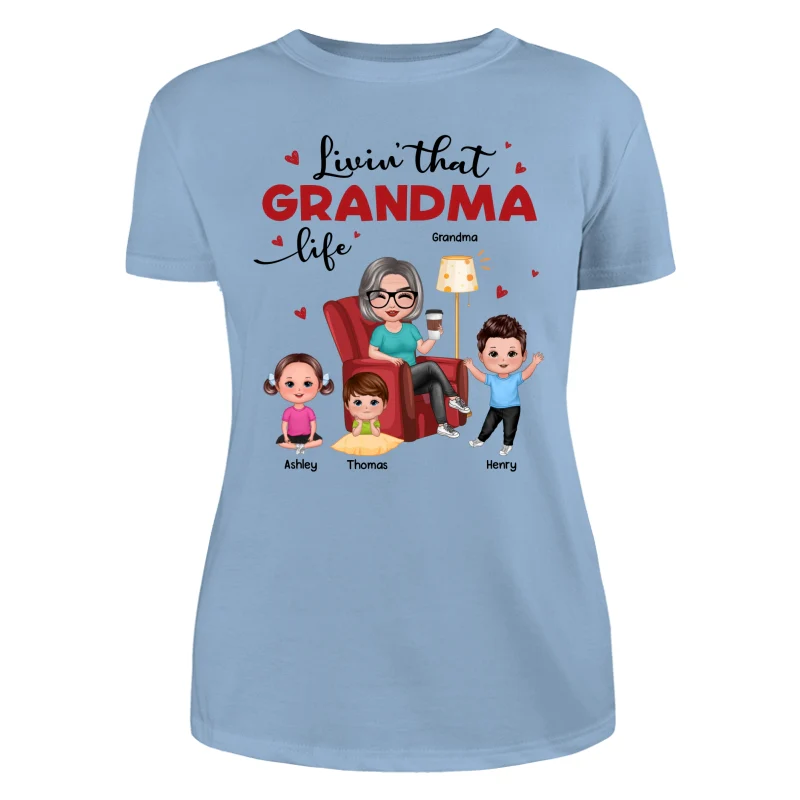Livin‘ That Grandma Life Doll Grandma Grandkids Personalized Shirt - Image 12