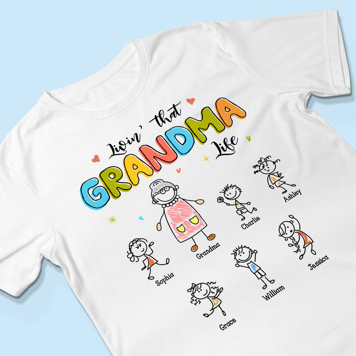 Livin' That Grandma Life Drawing Personalized Shirt - Image 3