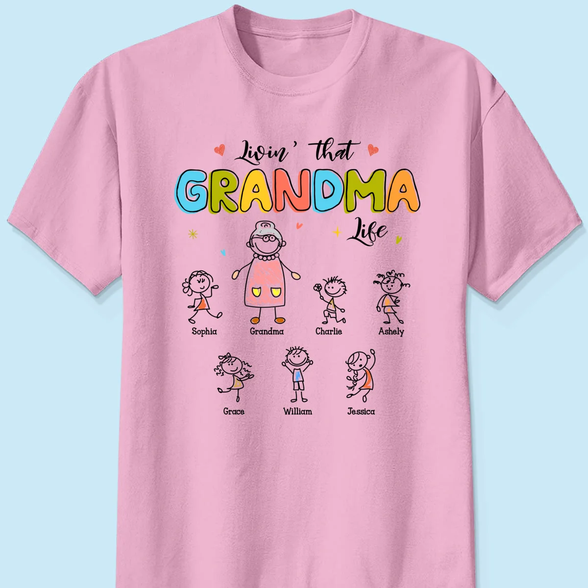 Livin' That Grandma Life Drawing Personalized Shirt - Image 9