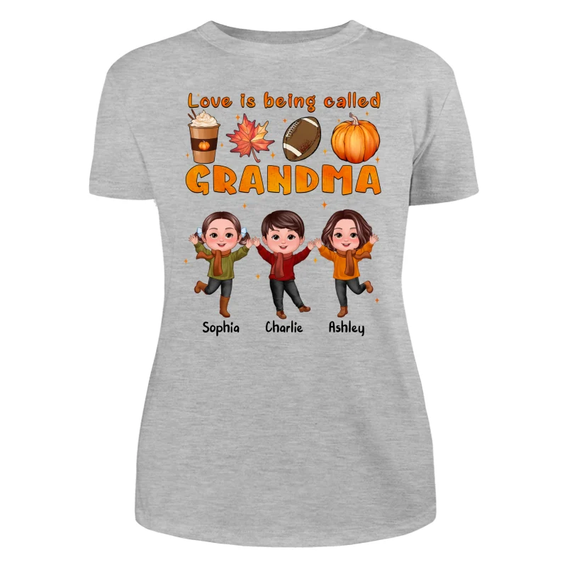 Livin‘ That Grandma Life Fall Season Happy Doll Kids Personalized Shirt - Image 10