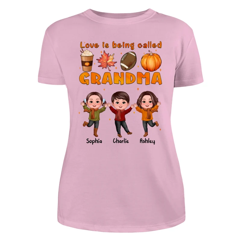 Livin‘ That Grandma Life Fall Season Happy Doll Kids Personalized Shirt - Image 11