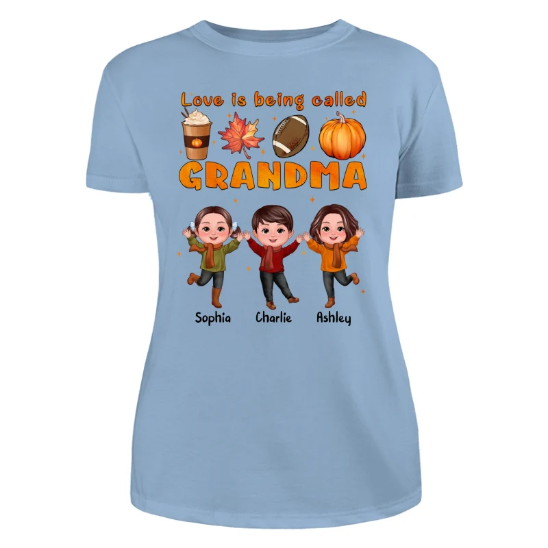 Livin‘ That Grandma Life Fall Season Happy Doll Kids Personalized Shirt - Image 12