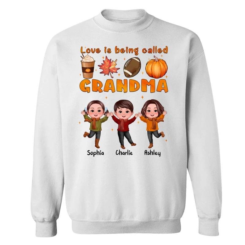 Livin‘ That Grandma Life Fall Season Happy Doll Kids Personalized Shirt - Image 17