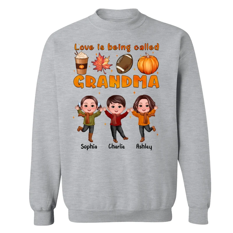 Livin‘ That Grandma Life Fall Season Happy Doll Kids Personalized Shirt - Image 18