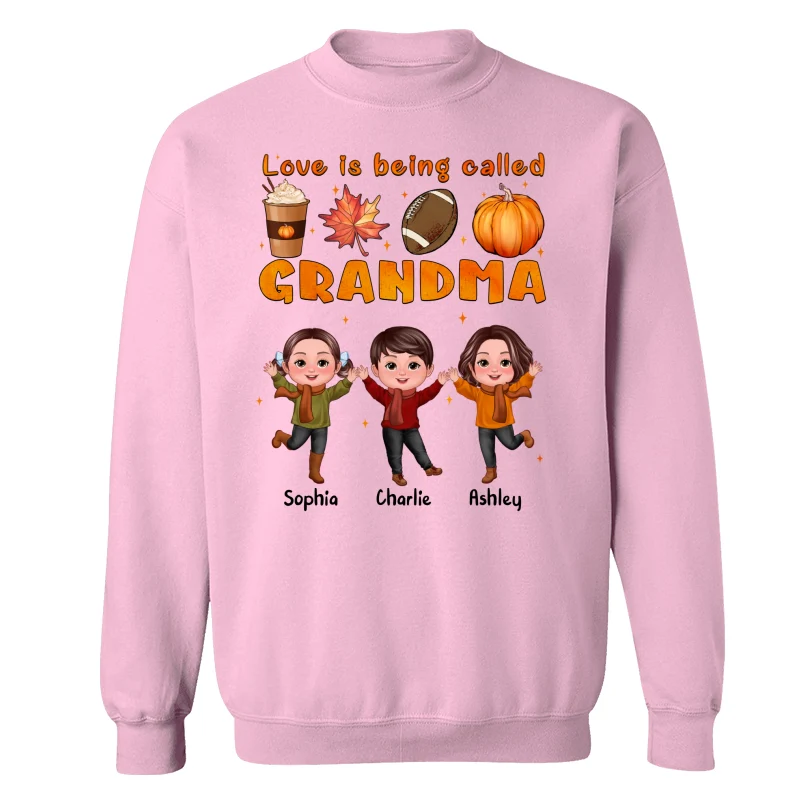 Livin‘ That Grandma Life Fall Season Happy Doll Kids Personalized Shirt - Image 19
