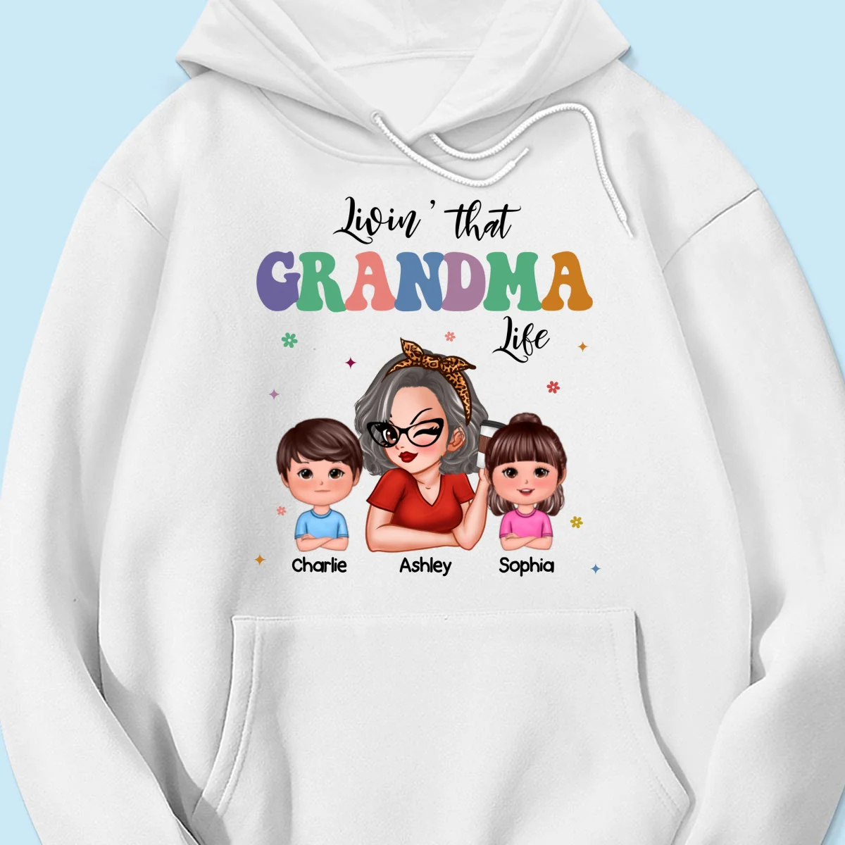 Livin' That Grandma Life Grandma Grandkids Colorful Stylish Graphic, Personalized Shirt, Gift For Grandma - Image 15