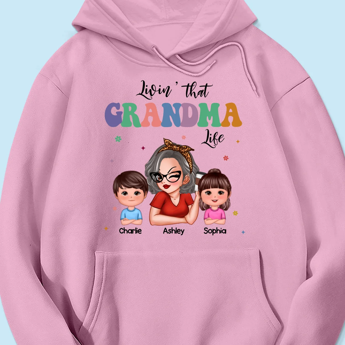 Livin' That Grandma Life Grandma Grandkids Colorful Stylish Graphic, Personalized Shirt, Gift For Grandma - Image 17