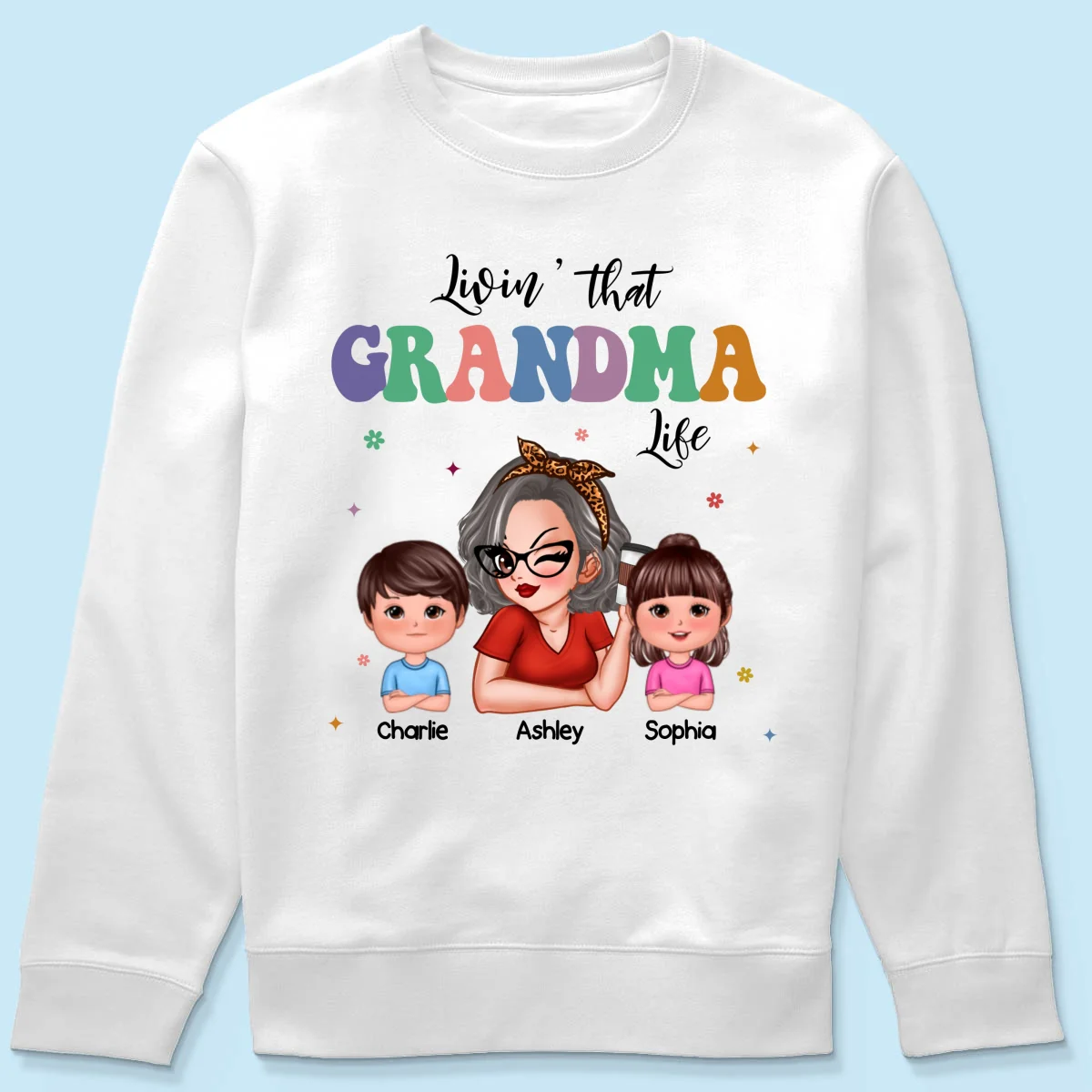 Livin' That Grandma Life Grandma Grandkids Colorful Stylish Graphic, Personalized Shirt, Gift For Grandma - Image 19