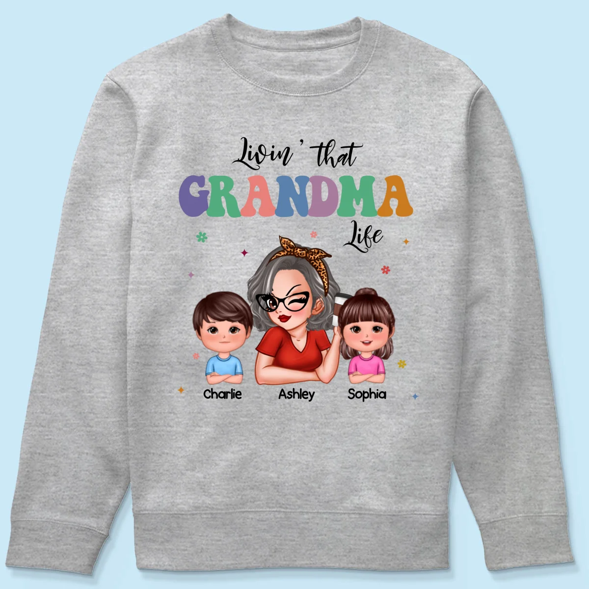 Livin' That Grandma Life Grandma Grandkids Colorful Stylish Graphic, Personalized Shirt, Gift For Grandma - Image 20