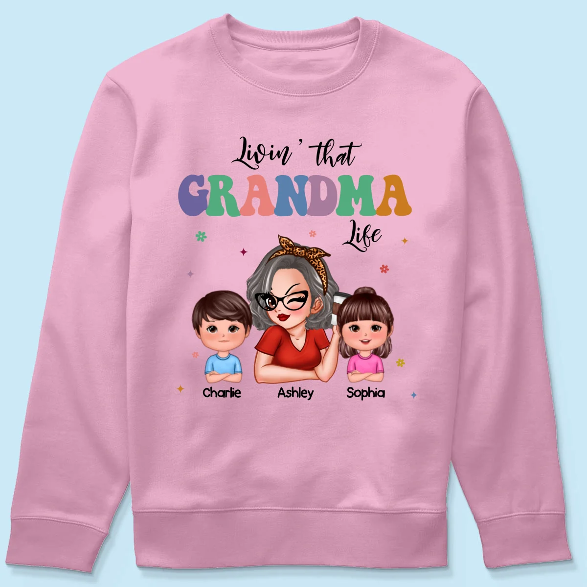 Livin' That Grandma Life Grandma Grandkids Colorful Stylish Graphic, Personalized Shirt, Gift For Grandma - Image 21