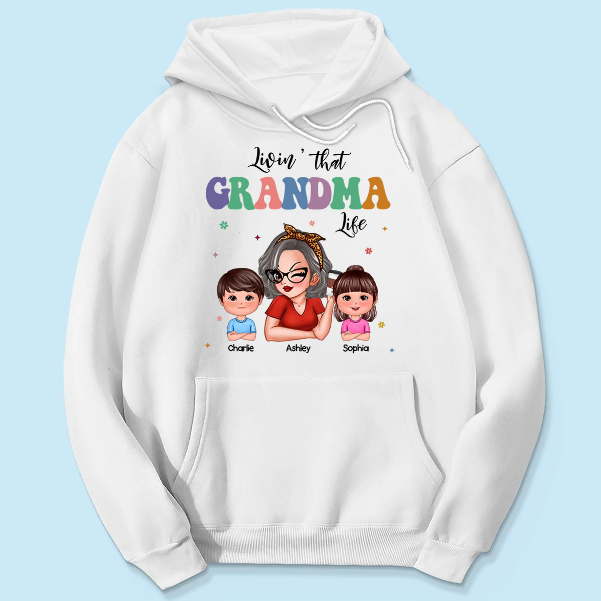 Livin' That Grandma Life Grandma Grandkids Colorful Stylish Graphic, Personalized Shirt, Gift For Grandma - Image 5