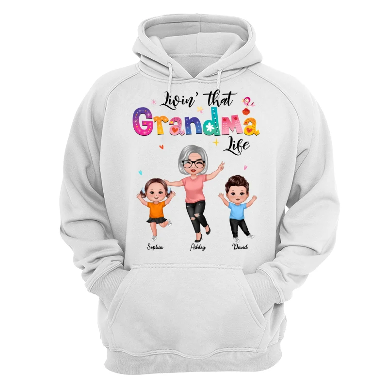 Livin‘ That Grandma Life Happy Grandma Grandkids Personalized Shirt - Image 13