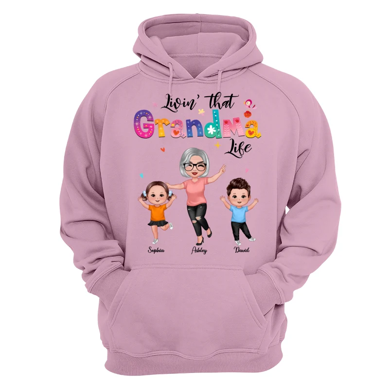 Livin‘ That Grandma Life Happy Grandma Grandkids Personalized Shirt - Image 15