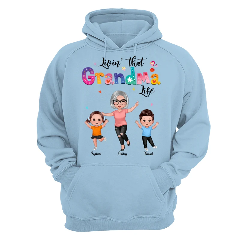 Livin‘ That Grandma Life Happy Grandma Grandkids Personalized Shirt - Image 16