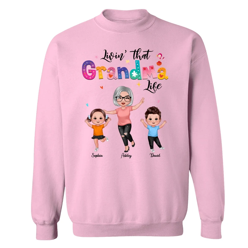 Livin‘ That Grandma Life Happy Grandma Grandkids Personalized Shirt - Image 19