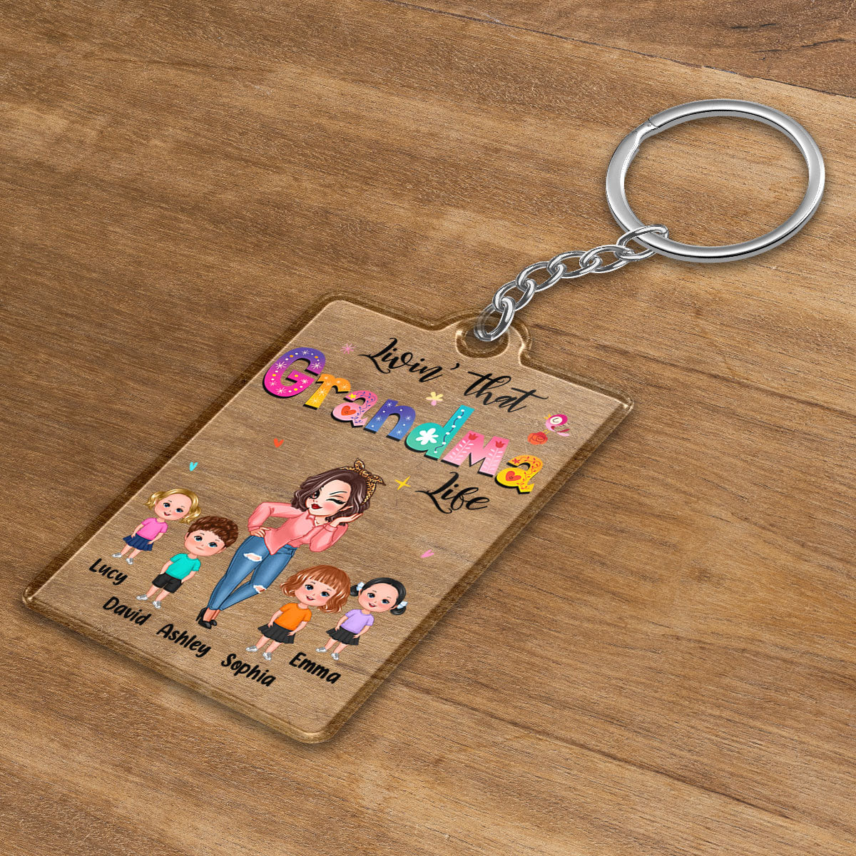 Livin‘ That Grandma Life Pretty Woman Gift For Grandma Personalized Acrylic Keychain - Image 3