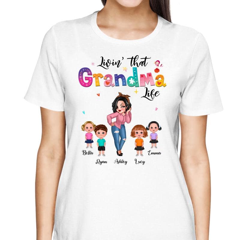 Livin‘ That Grandma Life Sassy Girl Gift For Grandma Personalized Shirt - Image 2