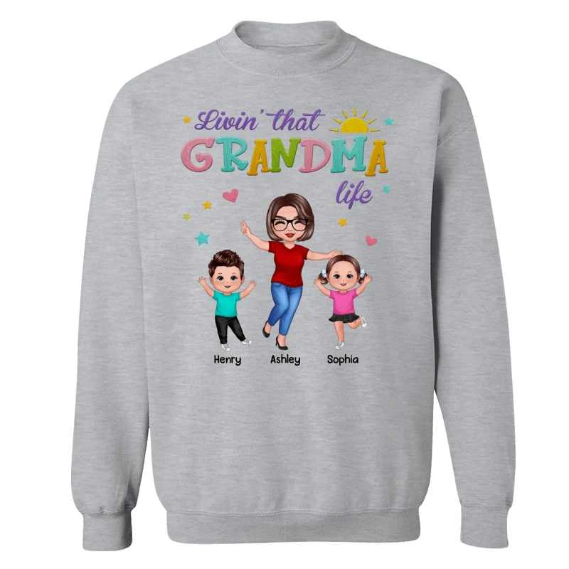 Livin‘ That Grandma Life Summer Vibe Happy Doll Woman & Kids Personalized Shirt - Image 18