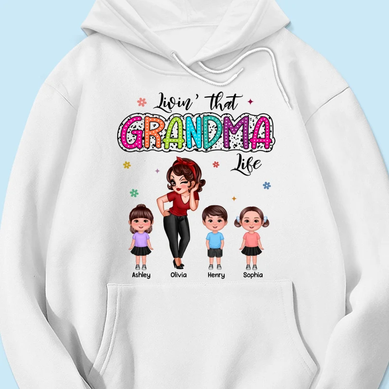 Livin‘ That Grandma Mom Life Pretty Woman & Kids Summer Vibe Personalized Shirt - Image 21