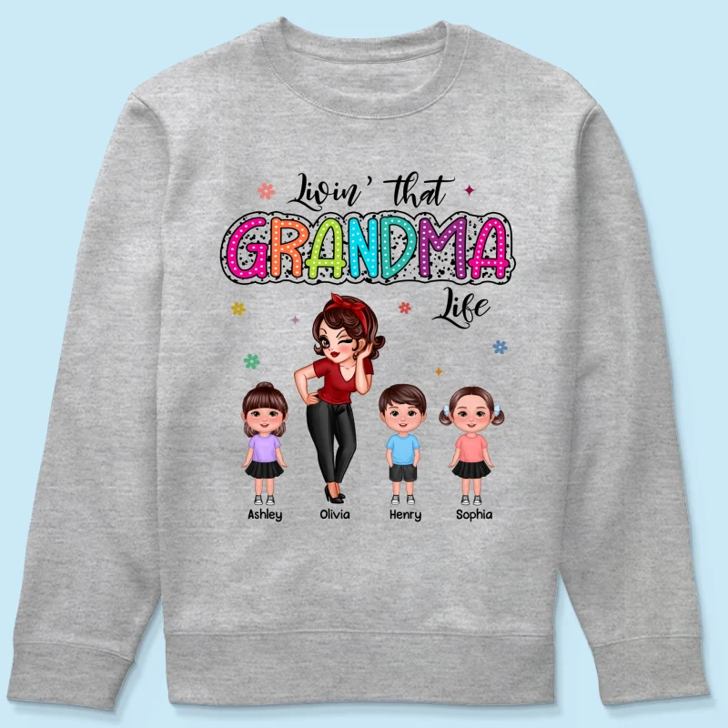 Livin‘ That Grandma Mom Life Pretty Woman & Kids Summer Vibe Personalized Shirt - Image 27